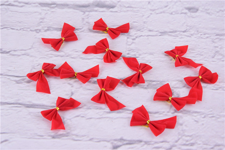 HKM-676179 6cm Handmade Christmas Bow Set in Red, Gold, and Silver - 12 Pieces