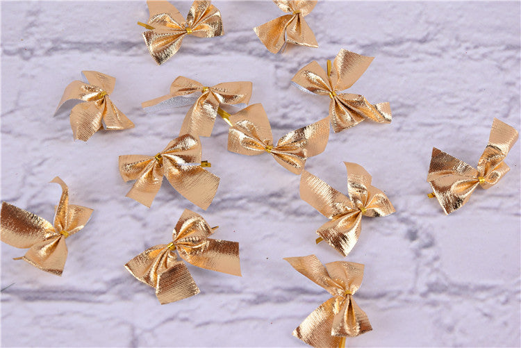 HKM-676179 6cm Handmade Christmas Bow Set in Red, Gold, and Silver - 12 Pieces