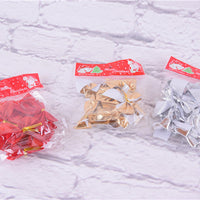 HKM-676179 6cm Handmade Christmas Bow Set in Red, Gold, and Silver - 12 Pieces