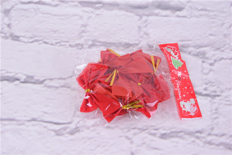 HKM-676179 6cm Handmade Christmas Bow Set in Red, Gold, and Silver - 12 Pieces