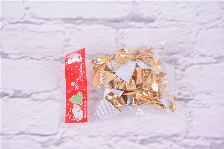 HKM-676179 6cm Handmade Christmas Bow Set in Red, Gold, and Silver - 12 Pieces