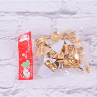 HKM-676179 6cm Handmade Christmas Bow Set in Red, Gold, and Silver - 12 Pieces