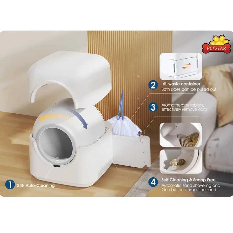 KTX-676179 Self-Cleaning Smart Cat Litter Box with App Control and Low Noise Motor