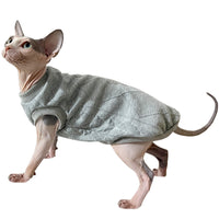 HKM-676179 Stylish Cotton Vest for Hairless Cats - Available in Gray and Orange, Sizes XS to XXL