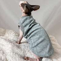 HKM-676179 Stylish Cotton Vest for Hairless Cats - Available in Gray and Orange, Sizes XS to XXL