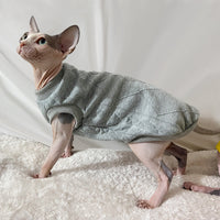 HKM-676179 Stylish Cotton Vest for Hairless Cats - Available in Gray and Orange, Sizes XS to XXL