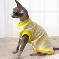 HKM-676179 Stylish Cotton Vest for Hairless Cats - Available in Gray and Orange, Sizes XS to XXL