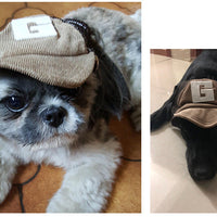 HKM-676243 Brown Corduroy Dog Hat with Breathable Sunscreen Protection