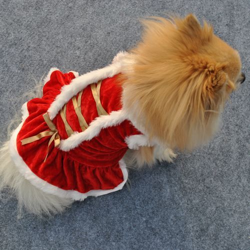 HKM-676307 Red Velvet Skirt for Pets - Casual New Year and Christmas Attire