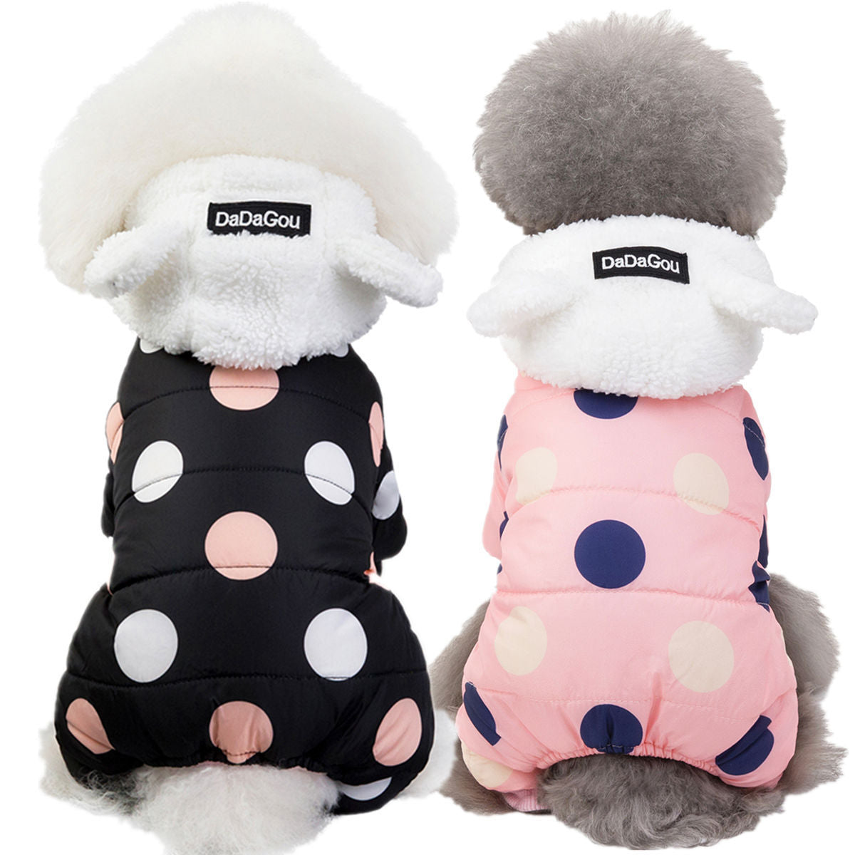 HKM-676435 Warm Big Polka Dot Cotton Four-Leg Coat for Casual Wear