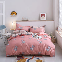 HKM-676563 Four-Piece Modern Cotton Bedding Set with Floral Design for 1.5m Bed