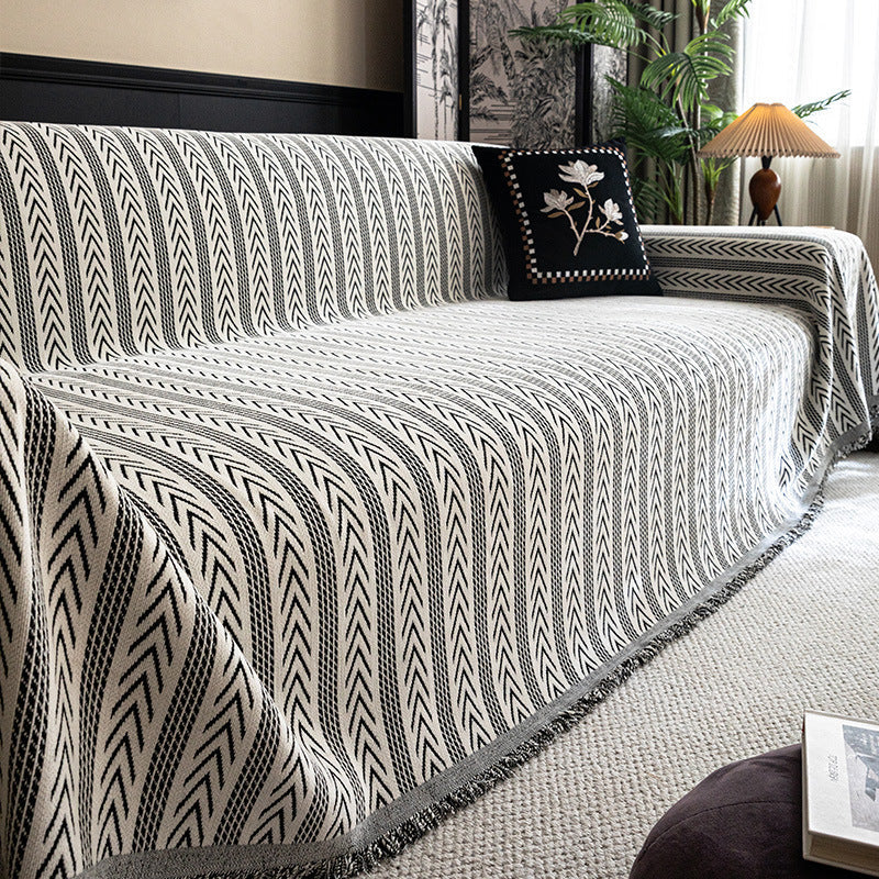 HKM-676627 Chenille All-Inclusive Anti-Dirty Sofa Cover with Striped Pattern in Multiple Sizes