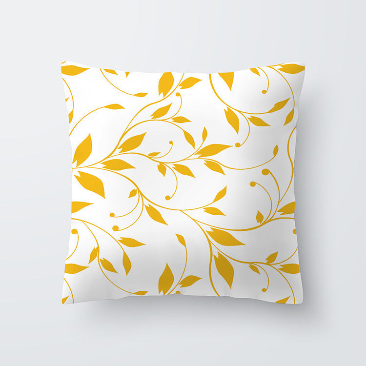 HKM-676691 Geometric Yellow Striped Pillowcase - Modern Satin Cushion Cover for Living Room, Bedroom, and Outdoor Spaces