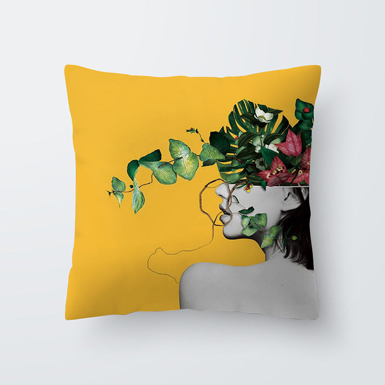 HKM-676691 Geometric Yellow Striped Pillowcase - Modern Satin Cushion Cover for Living Room, Bedroom, and Outdoor Spaces