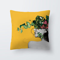 HKM-676691 Geometric Yellow Striped Pillowcase - Modern Satin Cushion Cover for Living Room, Bedroom, and Outdoor Spaces