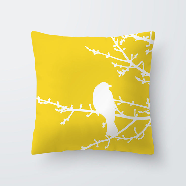 HKM-676691 Geometric Yellow Striped Pillowcase - Modern Satin Cushion Cover for Living Room, Bedroom, and Outdoor Spaces