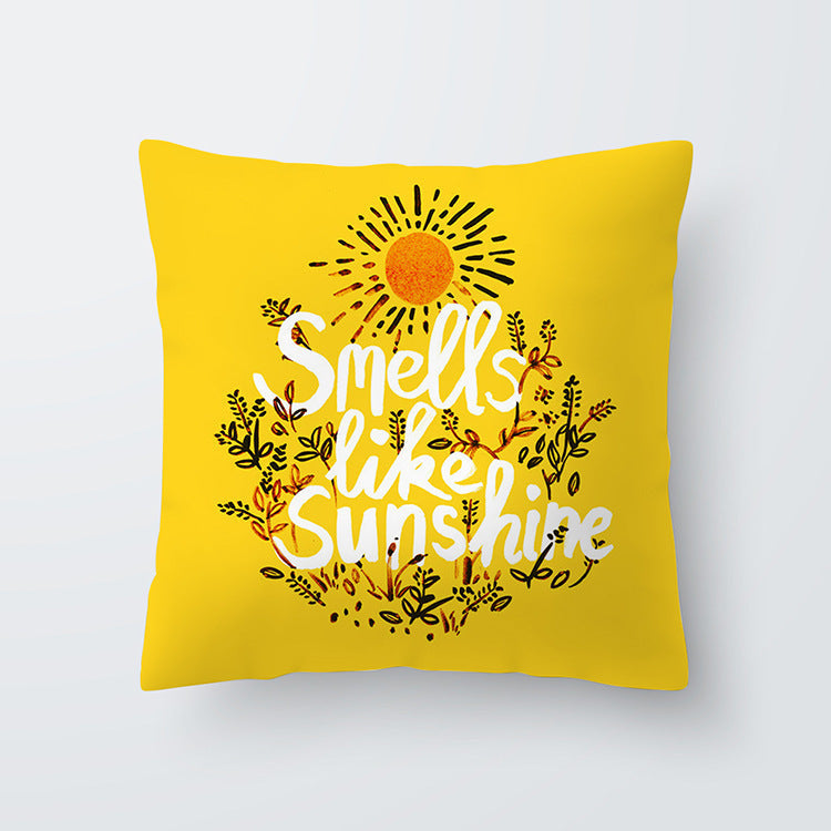 HKM-676691 Geometric Yellow Striped Pillowcase - Modern Satin Cushion Cover for Living Room, Bedroom, and Outdoor Spaces