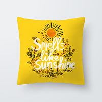 HKM-676691 Geometric Yellow Striped Pillowcase - Modern Satin Cushion Cover for Living Room, Bedroom, and Outdoor Spaces