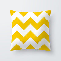 HKM-676691 Geometric Yellow Striped Pillowcase - Modern Satin Cushion Cover for Living Room, Bedroom, and Outdoor Spaces