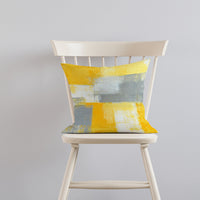 HKM-676691 Geometric Yellow Striped Pillowcase - Modern Satin Cushion Cover for Living Room, Bedroom, and Outdoor Spaces