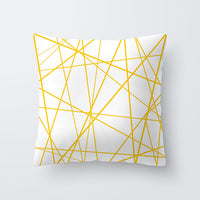 HKM-676691 Geometric Yellow Striped Pillowcase - Modern Satin Cushion Cover for Living Room, Bedroom, and Outdoor Spaces
