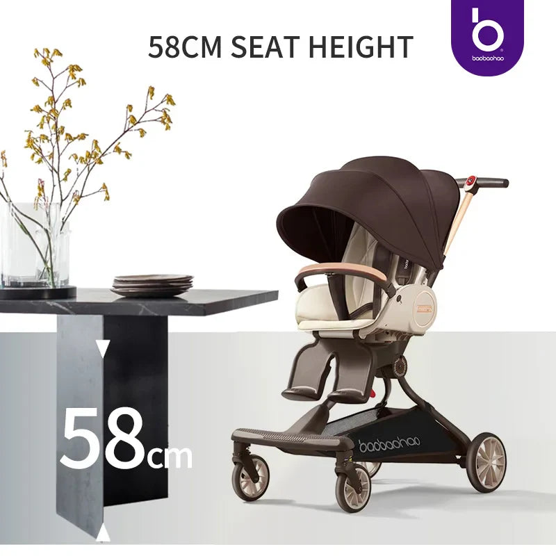 KTX-676755 Compact Lightweight 360-Degree Reversible Handle Pushchair for Newborns