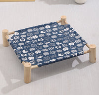 HKM-676755 Elevated Removable and Washable Solid Wood Pet Dog Bed with Detachable Mats