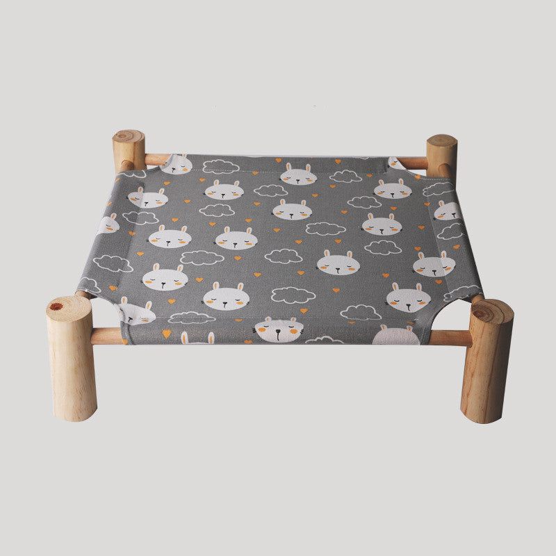 HKM-676755 Elevated Removable and Washable Solid Wood Pet Dog Bed with Detachable Mats