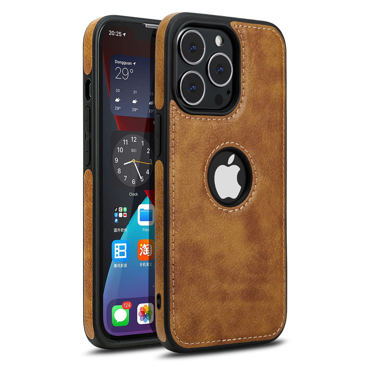 HKM-676819 Patterned Leather Back Cover Case for iPhone 13 Series - Imitation Leather, TPU Material