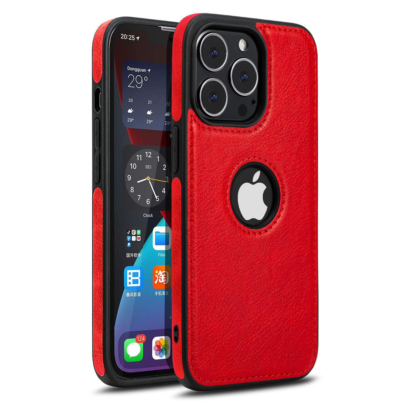 HKM-676819 Patterned Leather Back Cover Case for iPhone 13 Series - Imitation Leather, TPU Material