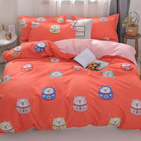 HKM-676883 Cotton Three-Piece Cartoon Heart Bedding Set for Students