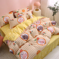 HKM-676883 Cotton Three-Piece Cartoon Heart Bedding Set for Students