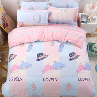 HKM-676883 Cotton Three-Piece Cartoon Heart Bedding Set for Students