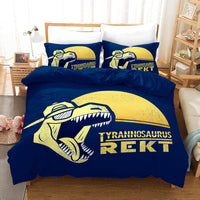 HKM-676883 Dinosaur 3D Cartoon Anime Three-Piece Bedding Set - Duvet Cover and Pillowcases