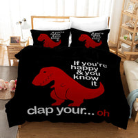 HKM-676883 Dinosaur 3D Cartoon Anime Three-Piece Bedding Set - Duvet Cover and Pillowcases