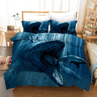 HKM-676883 Dinosaur 3D Cartoon Anime Three-Piece Bedding Set - Duvet Cover and Pillowcases