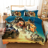 HKM-676883 Dinosaur 3D Cartoon Anime Three-Piece Bedding Set - Duvet Cover and Pillowcases