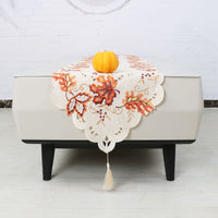 HKM-677011 European Embroidered Hollow Table Runner in Polyester Fiber, 38x176 cm