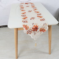 HKM-677011 European Embroidered Hollow Table Runner in Polyester Fiber, 38x176 cm