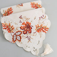 HKM-677011 European Embroidered Hollow Table Runner in Polyester Fiber, 38x176 cm