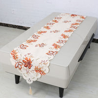 HKM-677011 European Embroidered Hollow Table Runner in Polyester Fiber, 38x176 cm