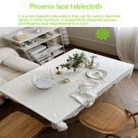 HKM-677139 French Pure Cotton Lace Tablecloth - Anemone Design, Rectangle Shapes Available