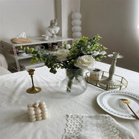 HKM-677139 French Pure Cotton Lace Tablecloth - Anemone Design, Rectangle Shapes Available