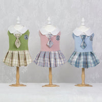 HKM-677139 Tartan Skirt for Dogs and Cats in Pink, Blue, and Green – Stylish Pet Clothing in Various Sizes