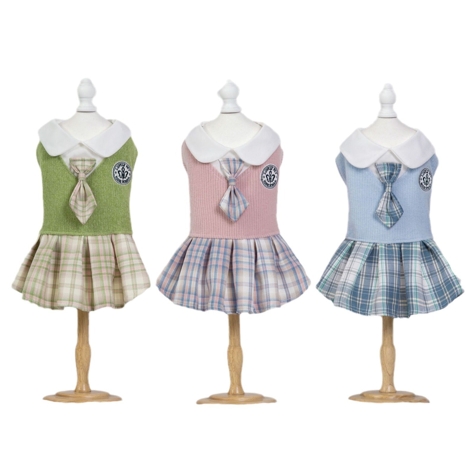 HKM-677139 Tartan Skirt for Dogs and Cats in Pink, Blue, and Green – Stylish Pet Clothing in Various Sizes