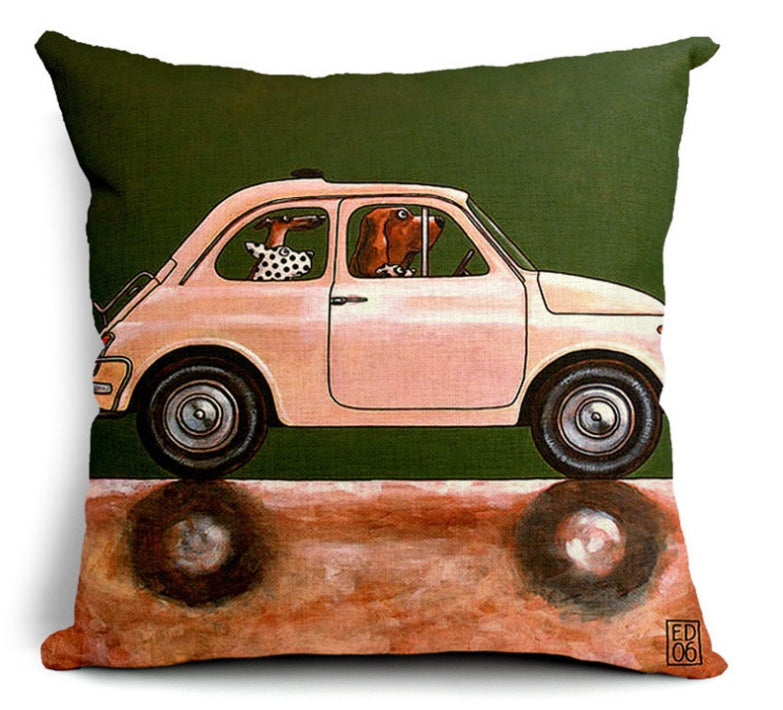 HKM-677267 Cartoon Dog Cotton Pillow Set for Cars - Soft Cushions with Removable Covers