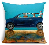 HKM-677267 Cartoon Dog Cotton Pillow Set for Cars - Soft Cushions with Removable Covers