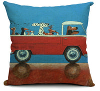 HKM-677267 Cartoon Dog Cotton Pillow Set for Cars - Soft Cushions with Removable Covers