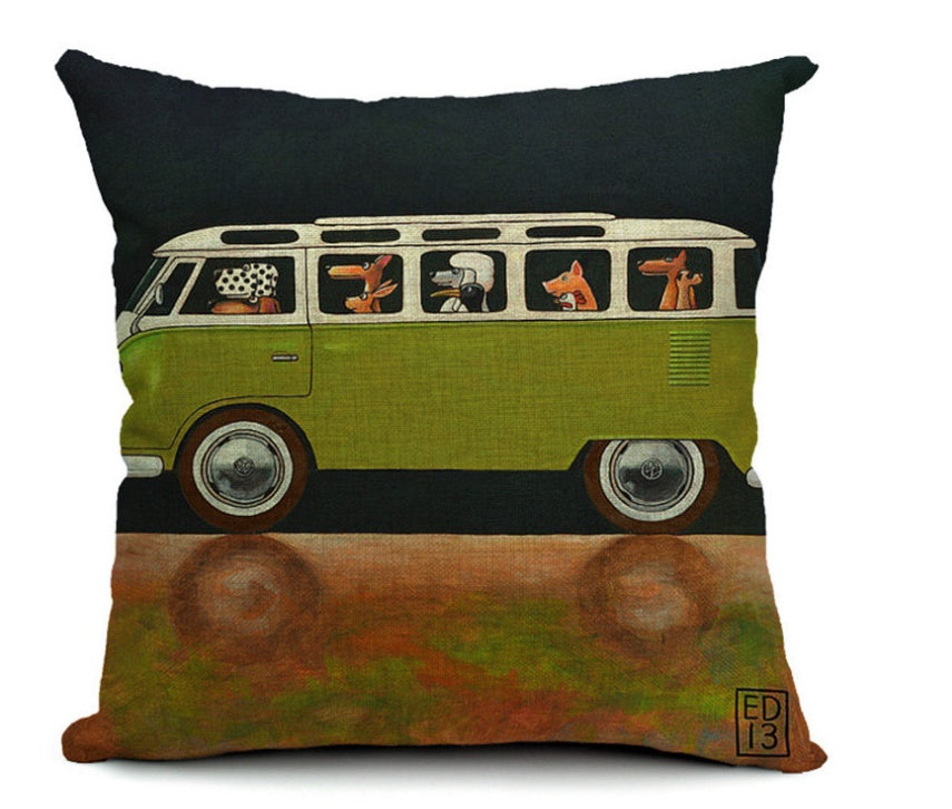HKM-677267 Cartoon Dog Cotton Pillow Set for Cars - Soft Cushions with Removable Covers