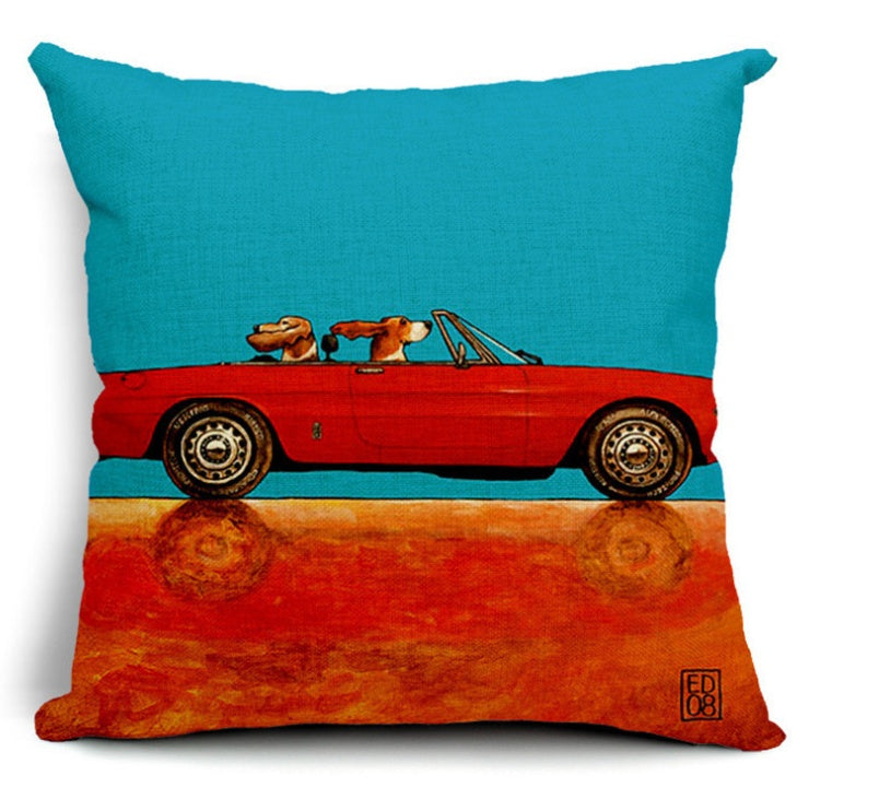 HKM-677267 Cartoon Dog Cotton Pillow Set for Cars - Soft Cushions with Removable Covers